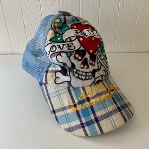 Ed Hardy Christian Audigier Trucker Snapback Hat Fashion Love Kills Slowly Plaid